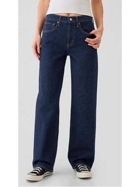 Gap 90s Loose Mid Rise Dark Rinse Denim Jeans Size 10P NWT